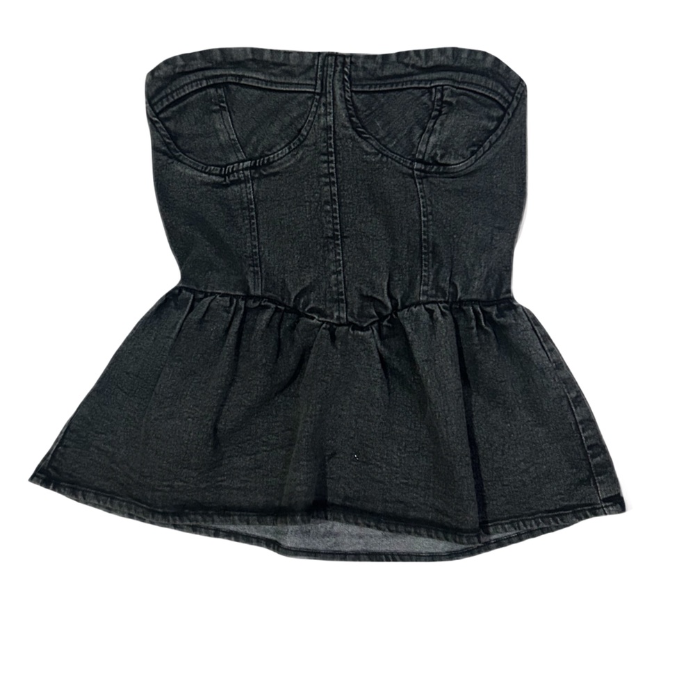Black Denim Strapless Dress